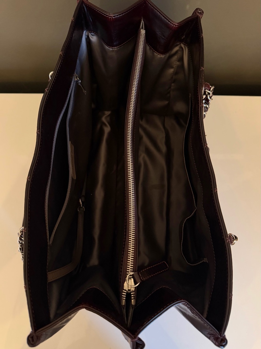 Chanel Grand Shopping Tote Dark Burgundy Brown Glazed Crumpled Calfskin 2009 GST - Picture 12 of 16